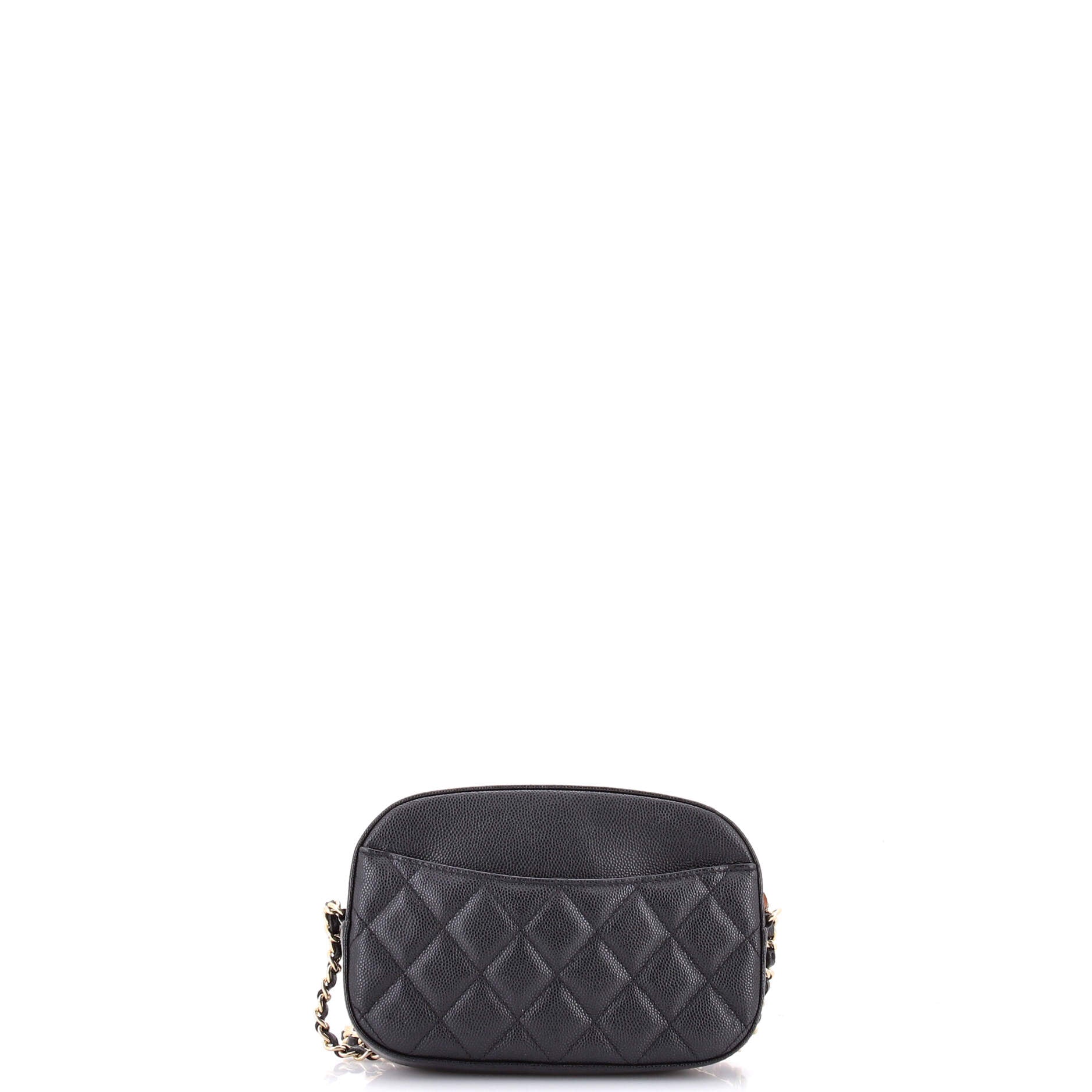 Zip Around Chain Camera Case Quilted Caviar Mini
