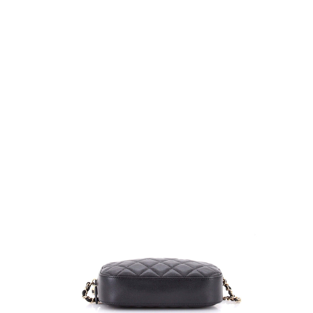Zip Around Chain Camera Case Quilted Caviar Mini