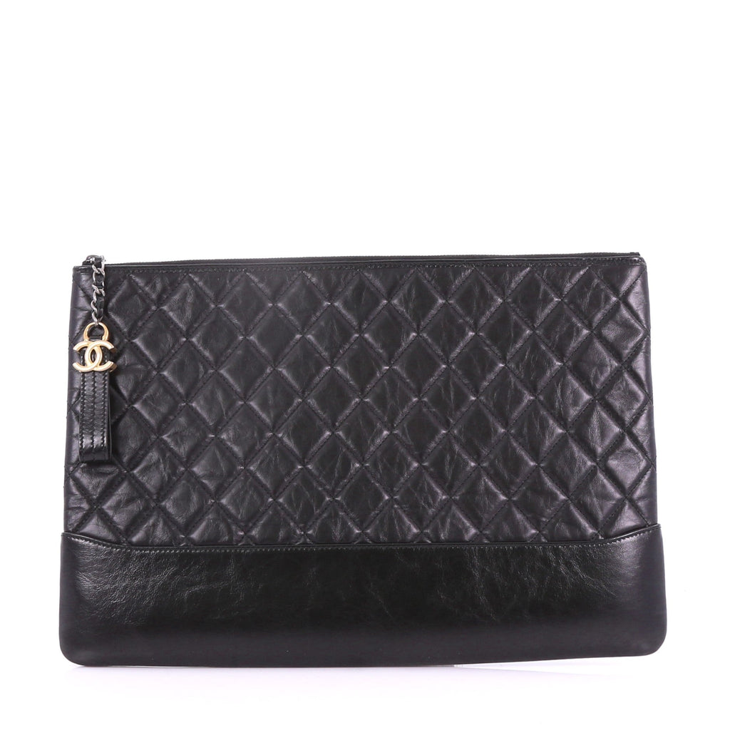Gabrielle O Case Clutch Quilted Iridescent Calfskin Large