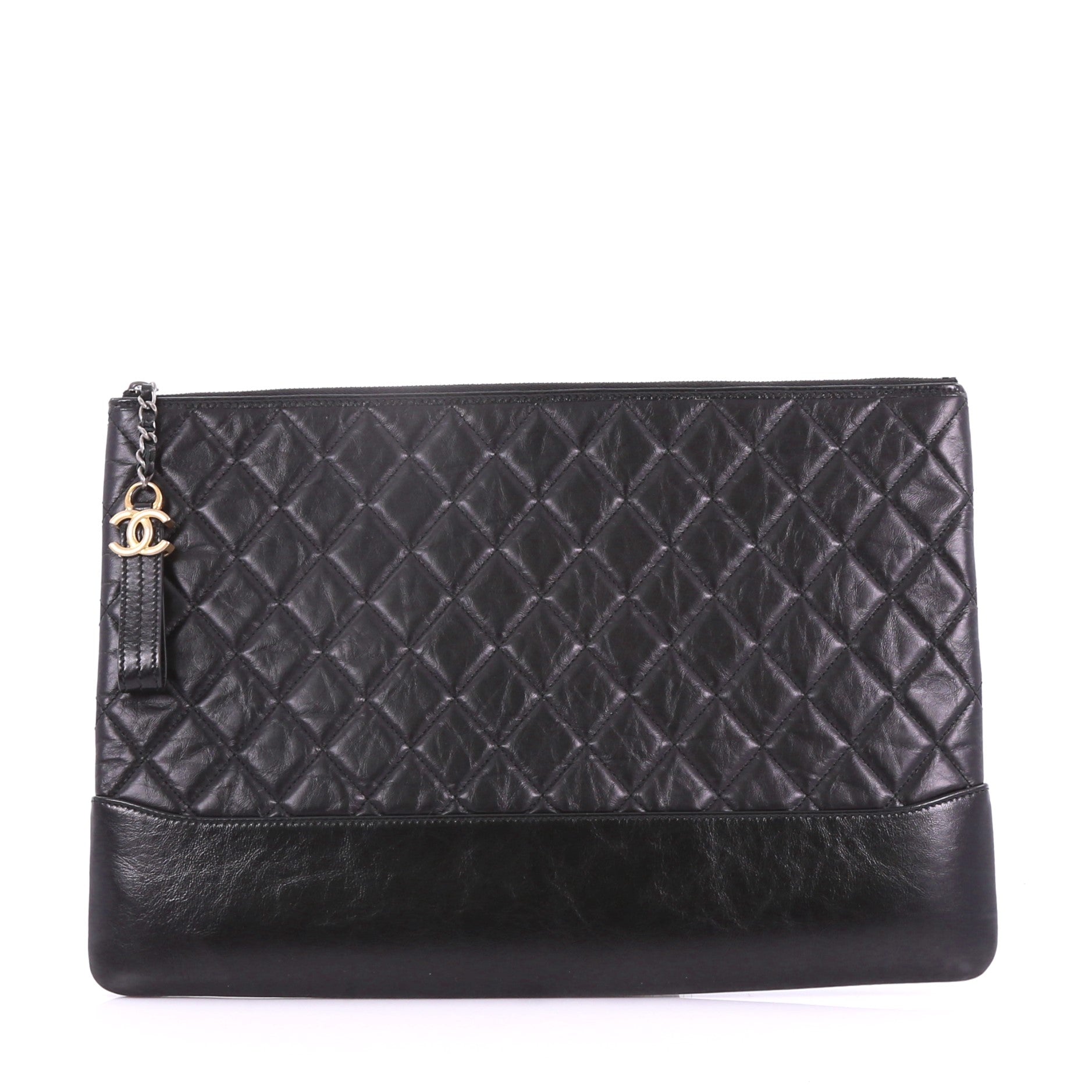 Gabrielle O Case Clutch Quilted Iridescent Calfskin Large