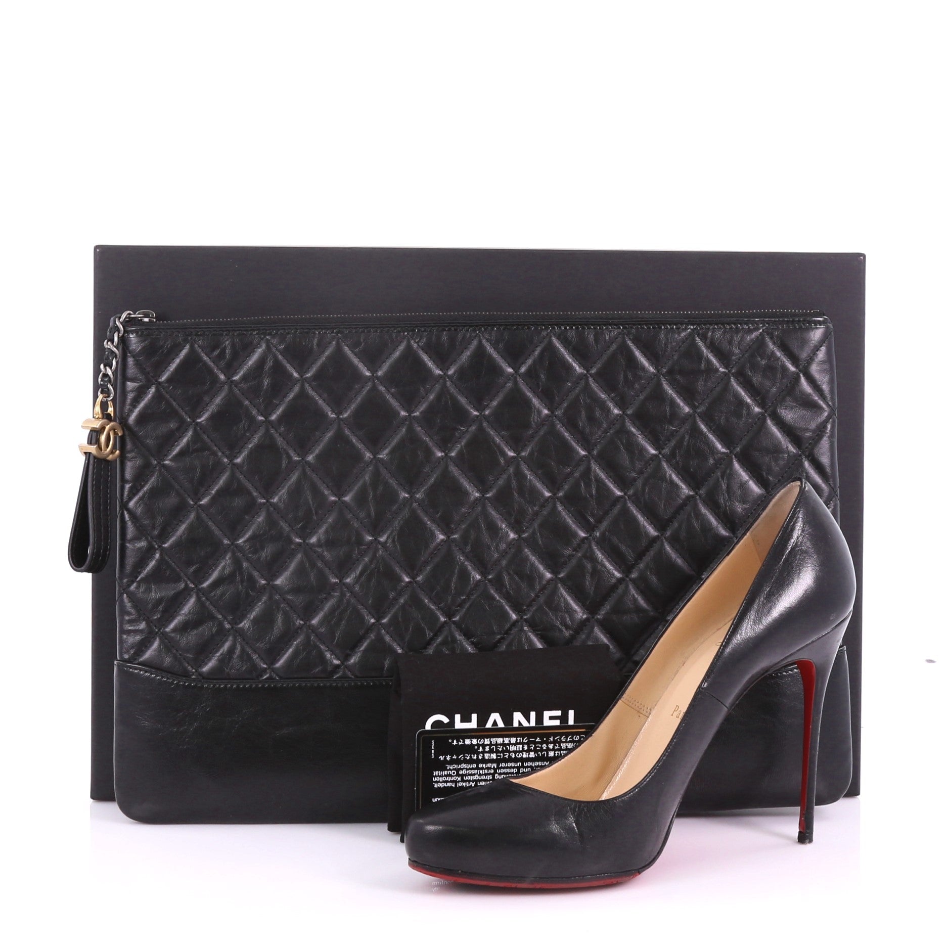 Gabrielle O Case Clutch Quilted Iridescent Calfskin Large