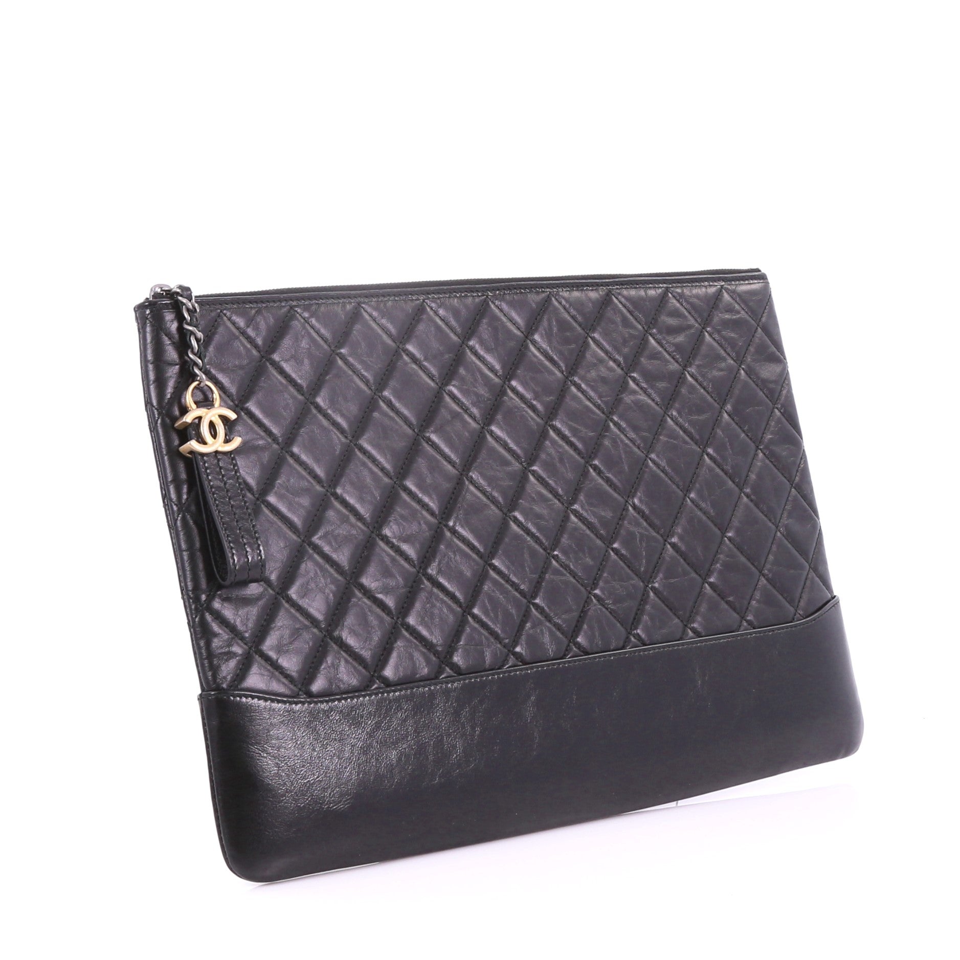 Gabrielle O Case Clutch Quilted Iridescent Calfskin Large