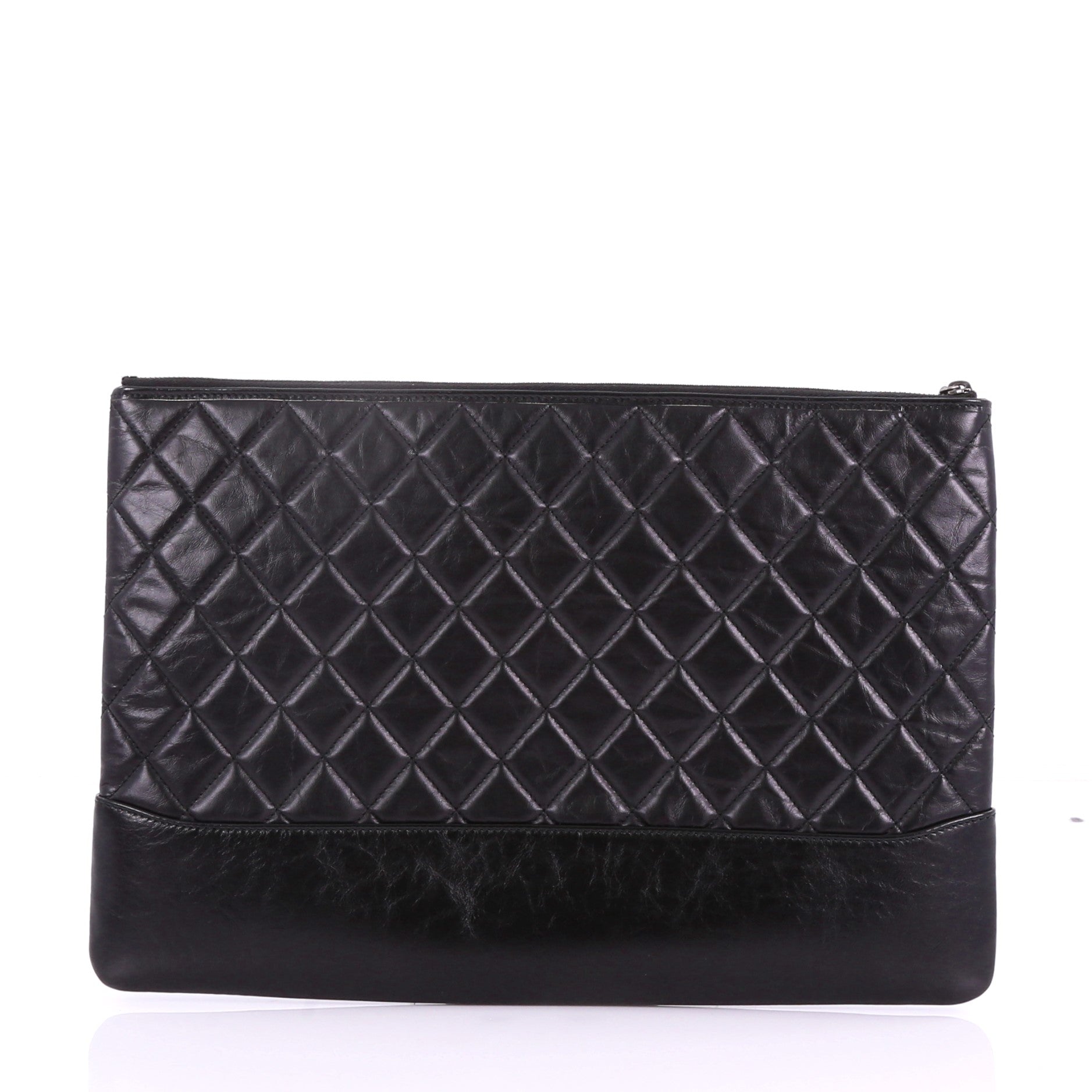 Gabrielle O Case Clutch Quilted Iridescent Calfskin Large