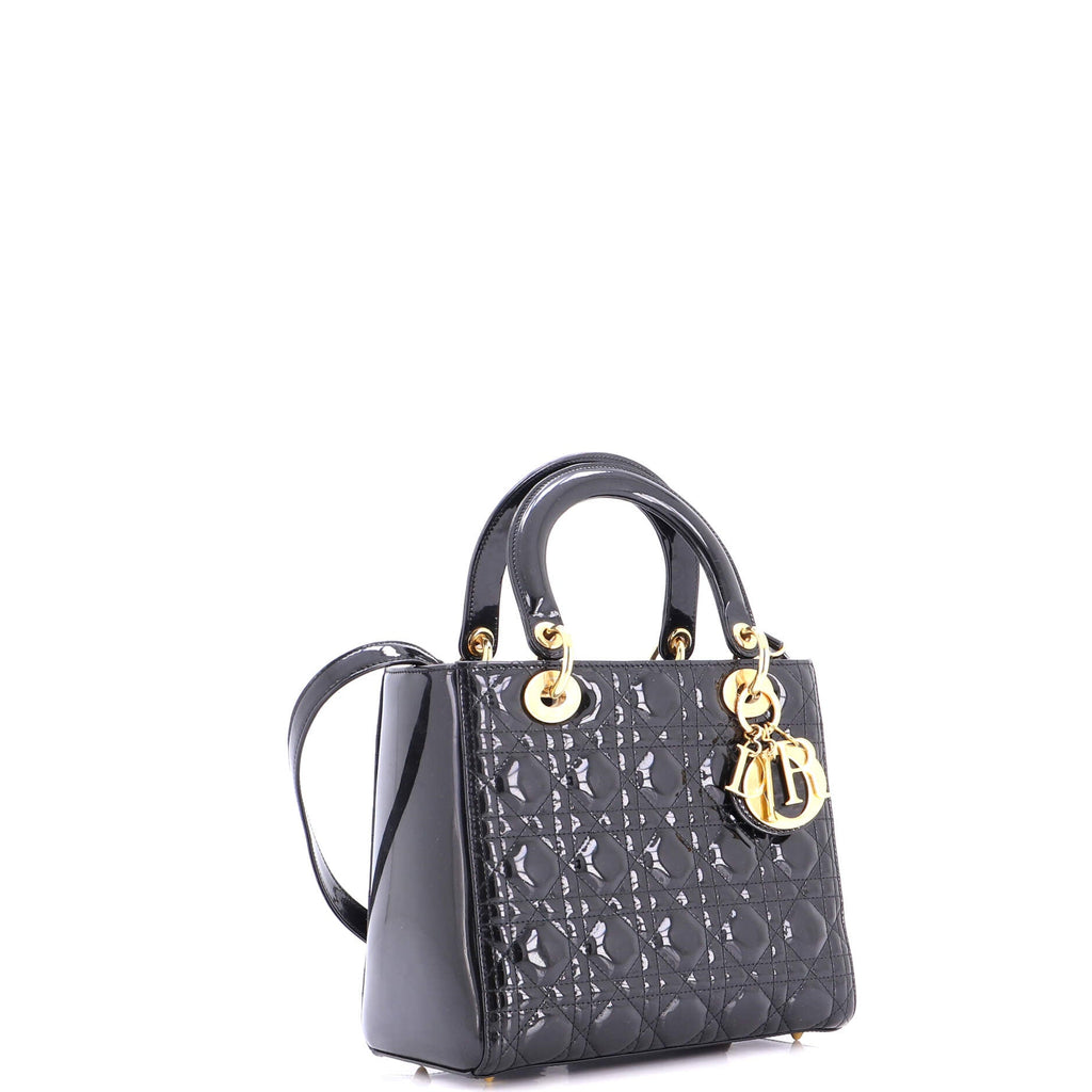 Lady Dior Bag Cannage Quilt Patent Medium