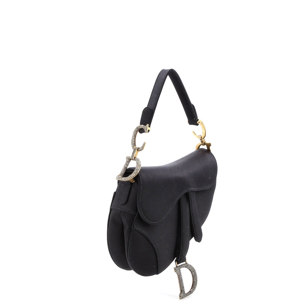 Saddle Handbag Satin with Crystals Mini