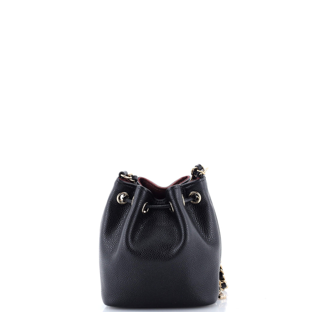 Business Affinity Drawstring Bucket Bag Quilted Caviar Mini