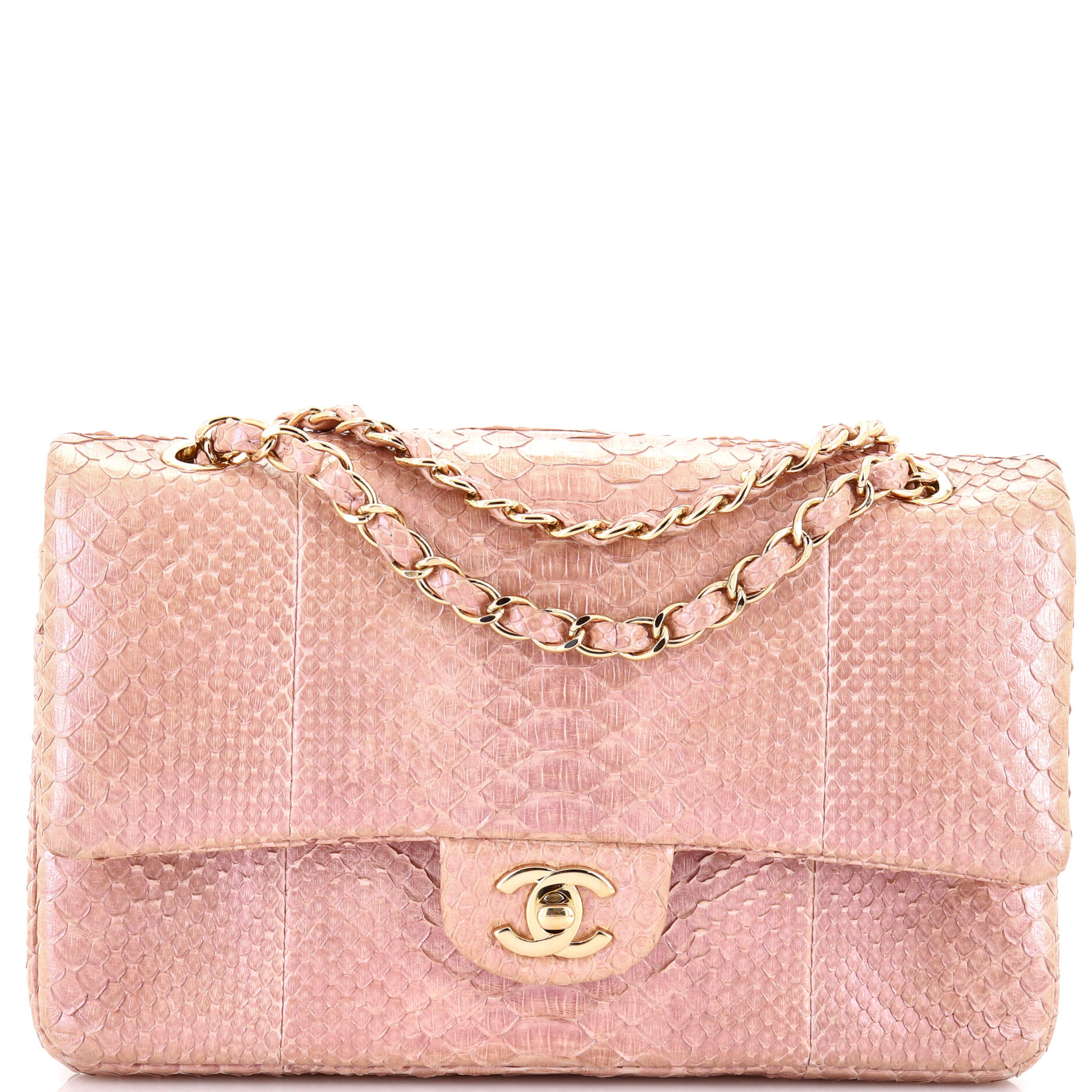 Classic Double Flap Bag Python Medium