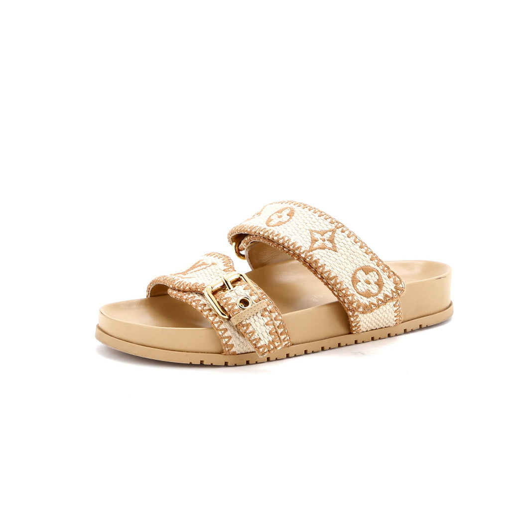 Women's Bom Dia Flat Mules Monogram Raffia
