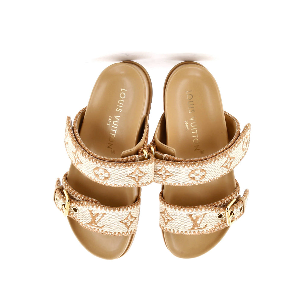 Women's Bom Dia Flat Mules Monogram Raffia