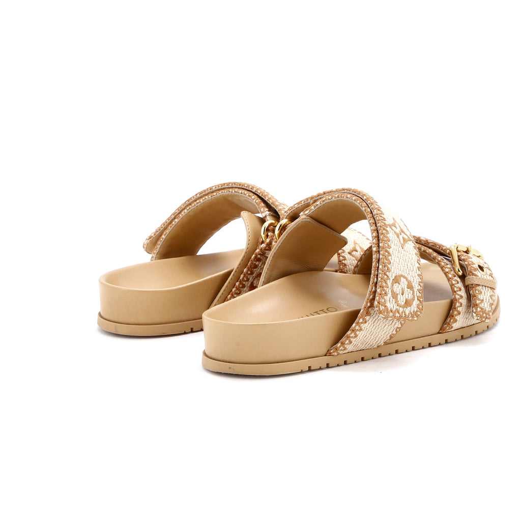Women's Bom Dia Flat Mules Monogram Raffia
