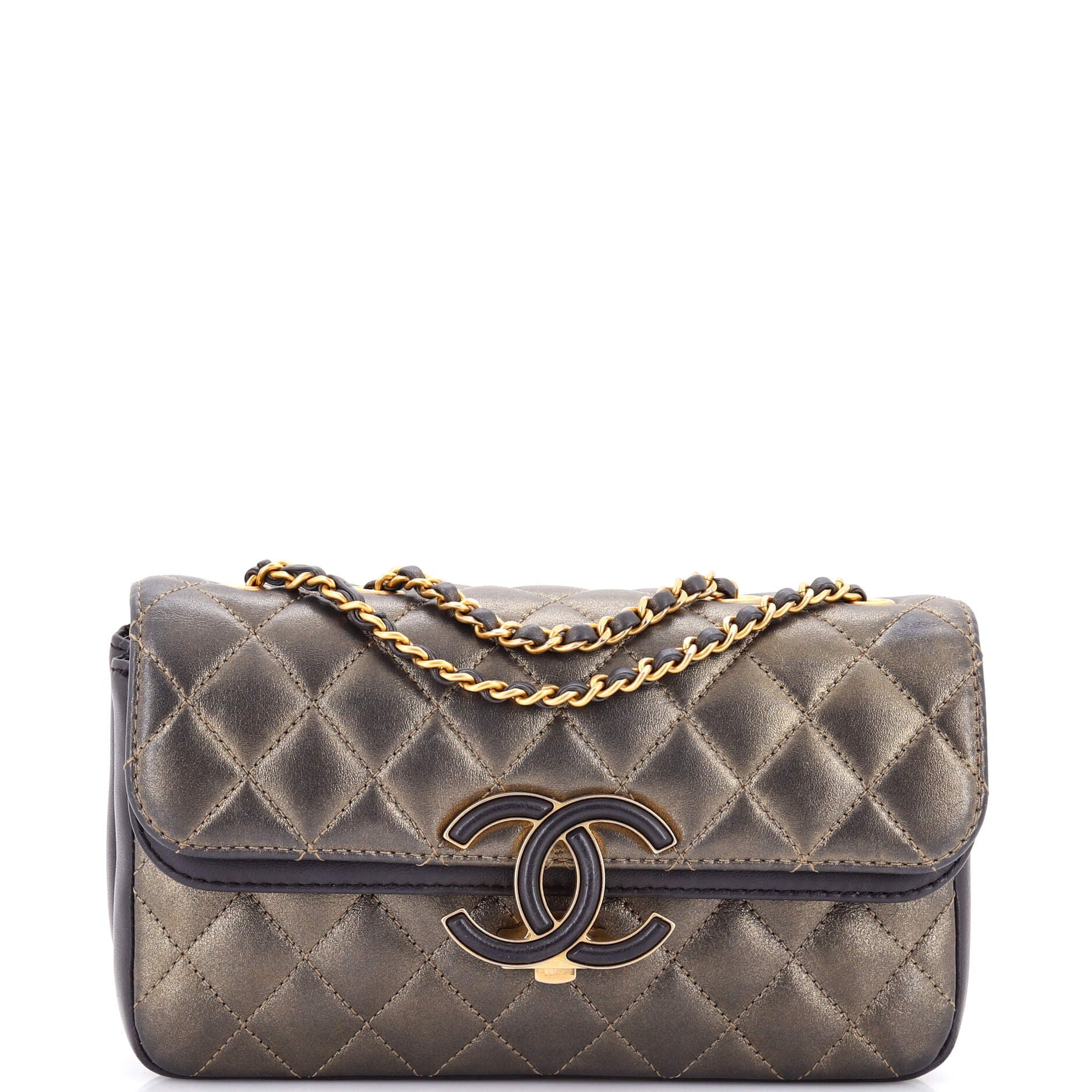CC Chic Double Flap Bag Quilted Lambskin Small