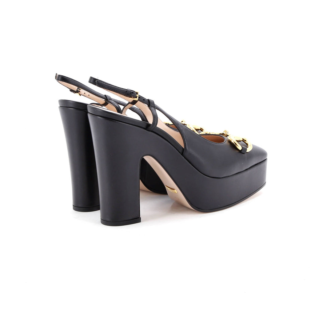 Women's Horsebit Platform Slingback Pumps Leather