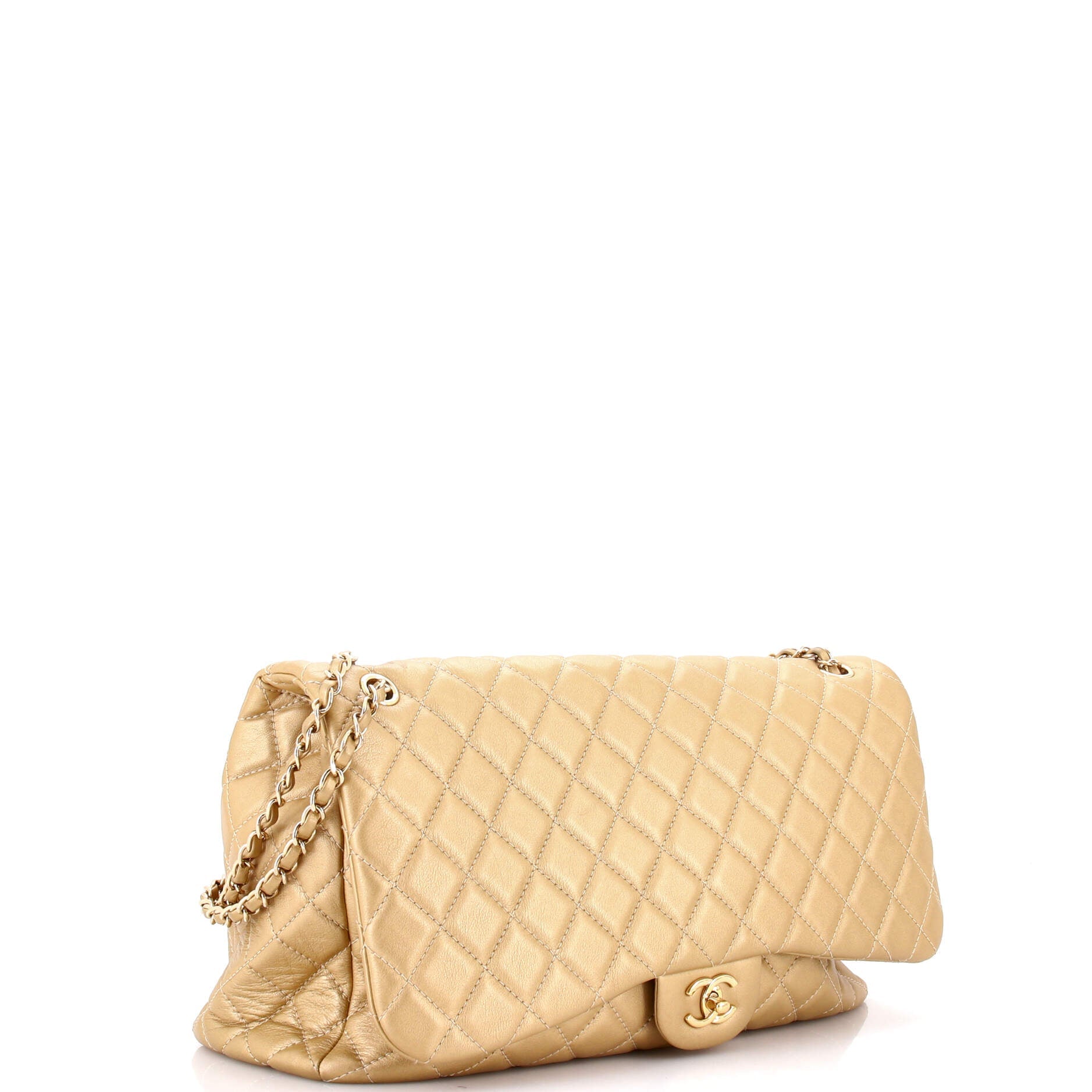 XXL Travel Flap Bag Quilted Calfskin Small