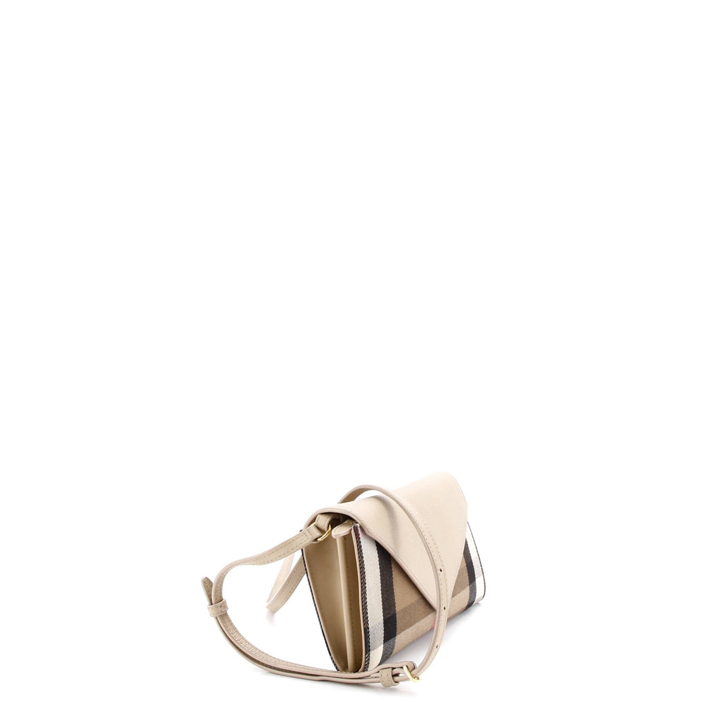 Hannah Envelope Wallet on Strap Leather and House Check Canvas