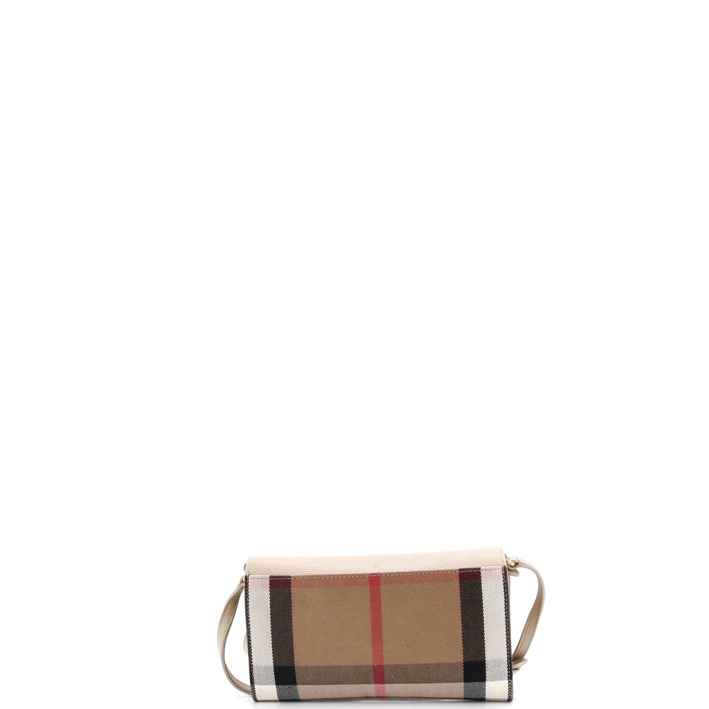 Hannah Envelope Wallet on Strap Leather and House Check Canvas