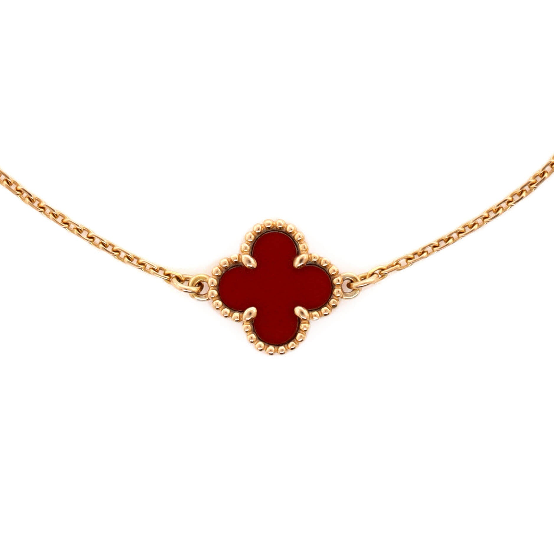 Sweet Alhambra Bracelet 18K Rose Gold and Carnelian