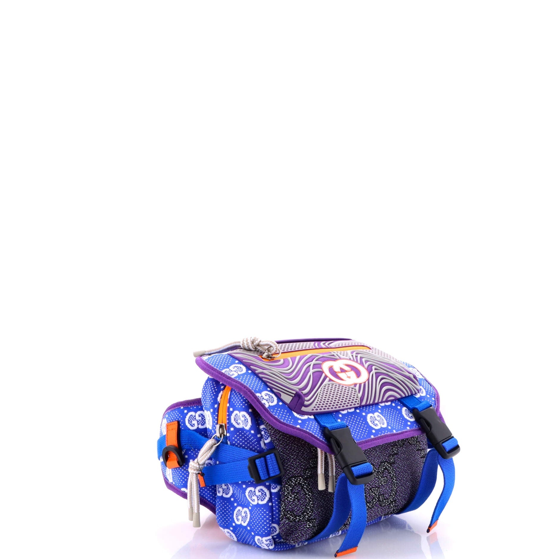 Buckle Flap Chest Strap Backpack GG Fabric with Rubber