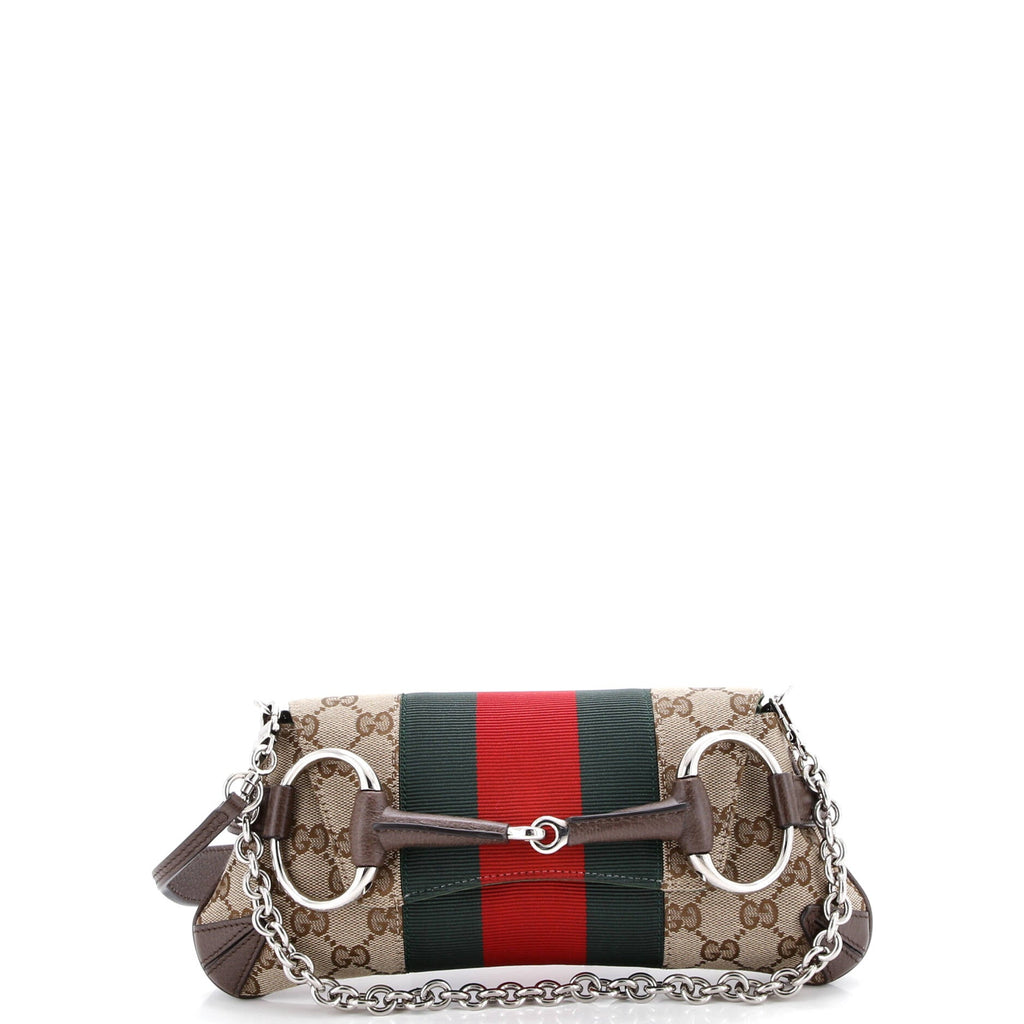 Horsebit NM Web Chain Clutch GG Canvas Small