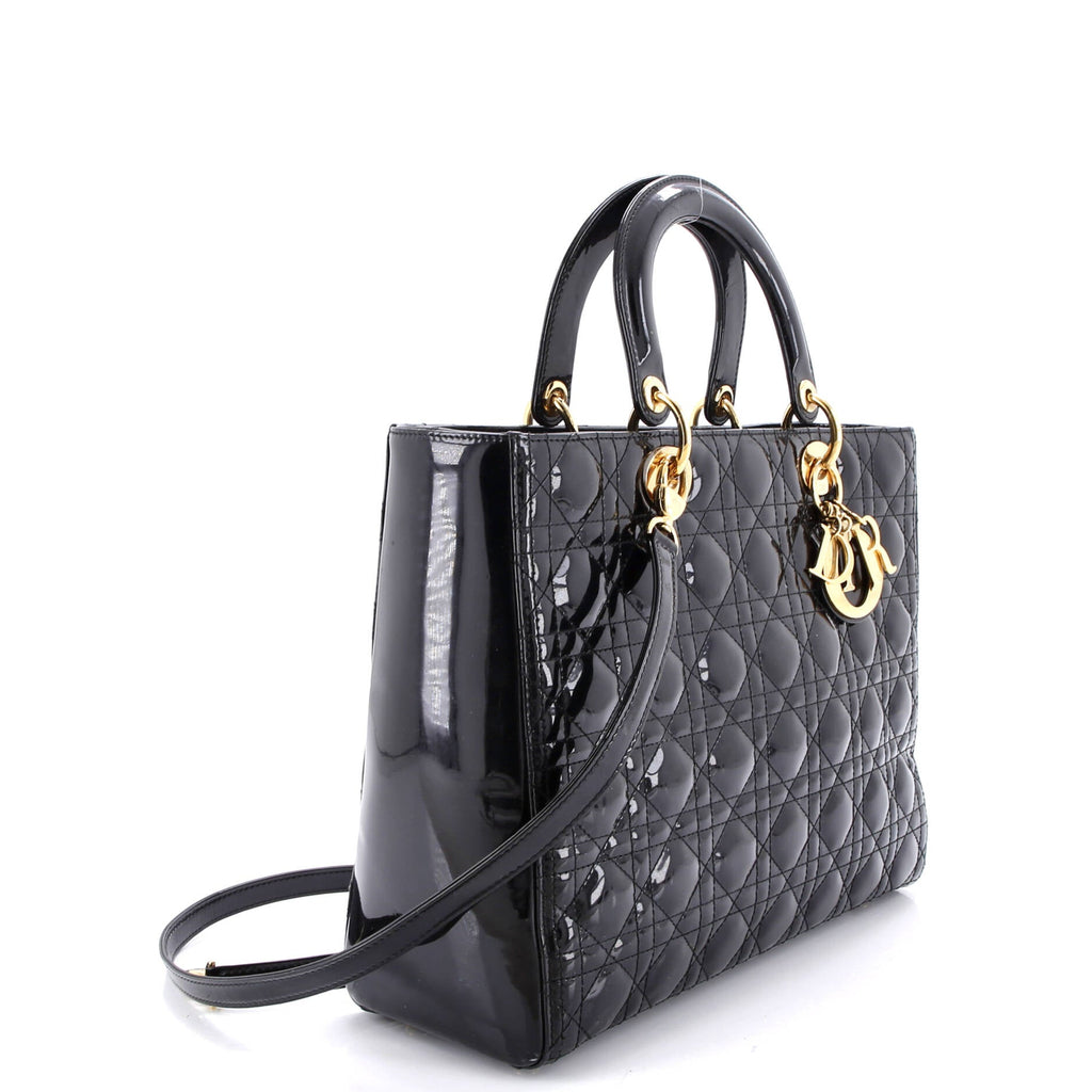 Lady Dior Bag Cannage Quilt Patent Large
