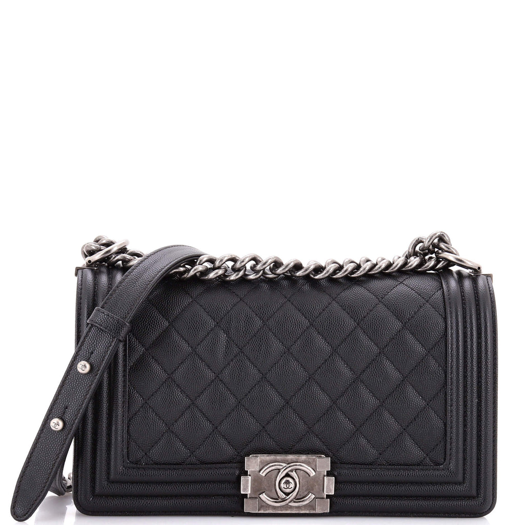 Boy Flap Bag Quilted Caviar Old Medium
