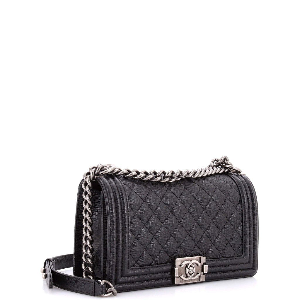 Boy Flap Bag Quilted Caviar Old Medium