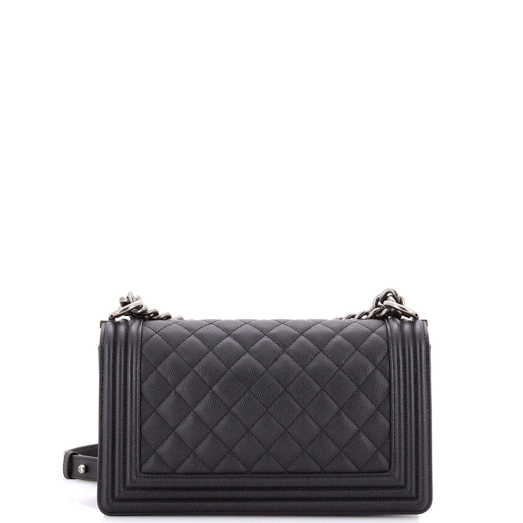 Boy Flap Bag Quilted Caviar Old Medium