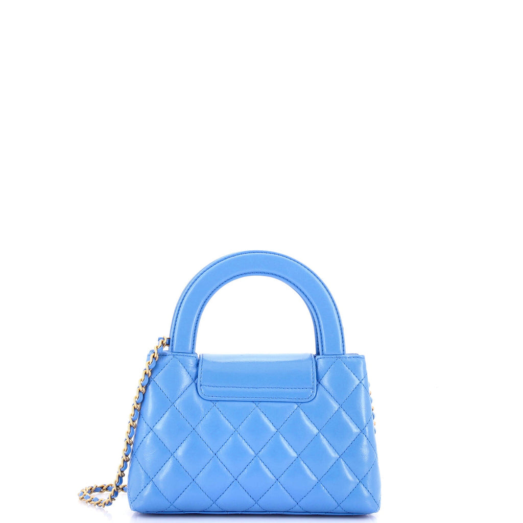 Kelly Top Handle Shopping Bag Quilted Shiny Aged Calfskin Mini