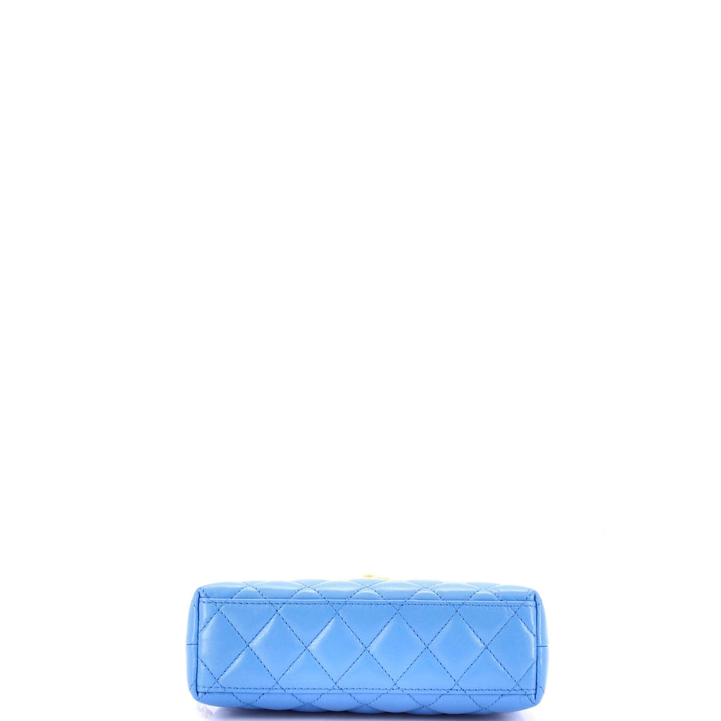 Kelly Top Handle Shopping Bag Quilted Shiny Aged Calfskin Mini