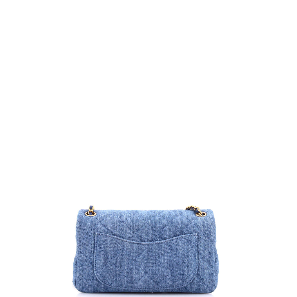 Pearl Crush Flap Bag Quilted Denim Mini