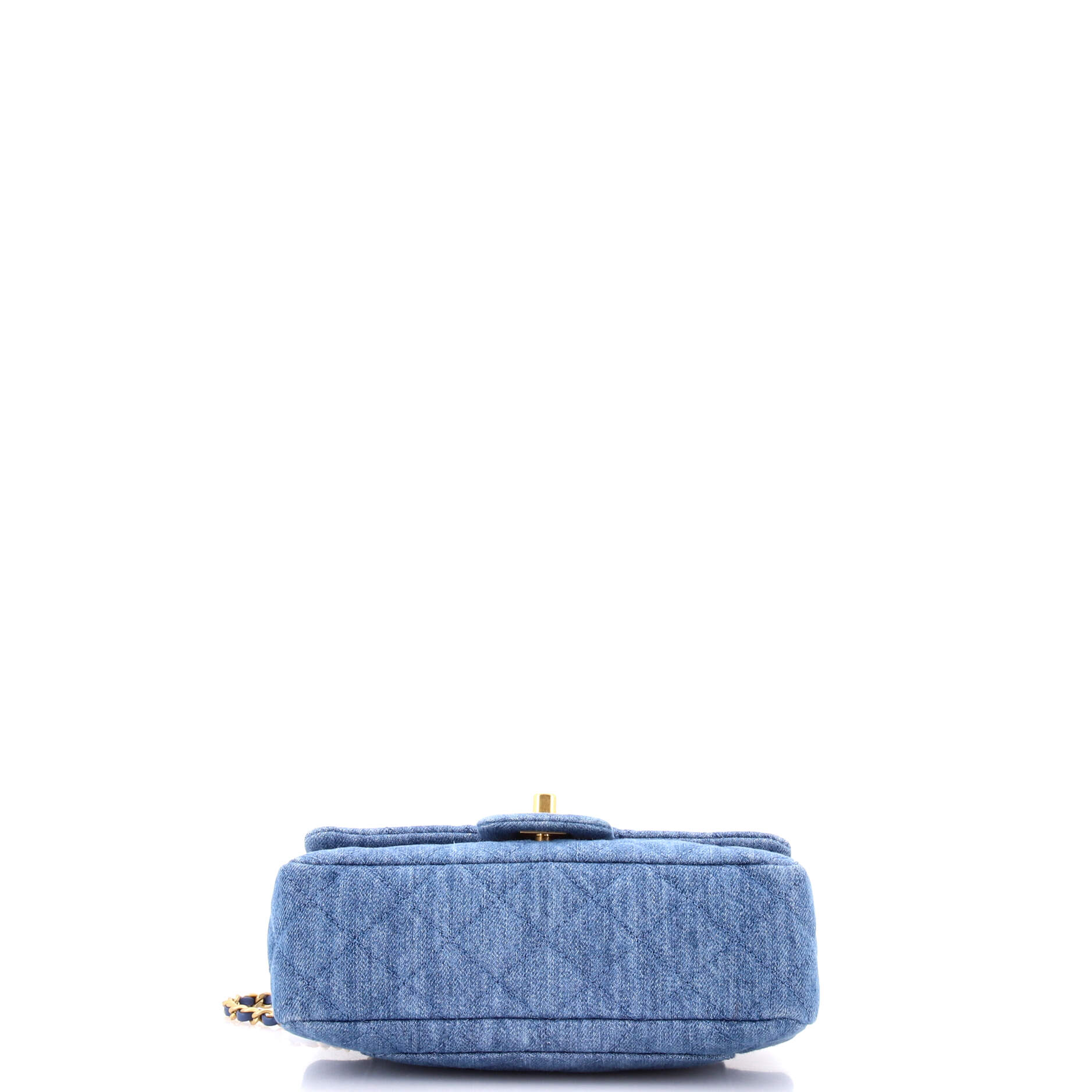 Pearl Crush Flap Bag Quilted Denim Mini