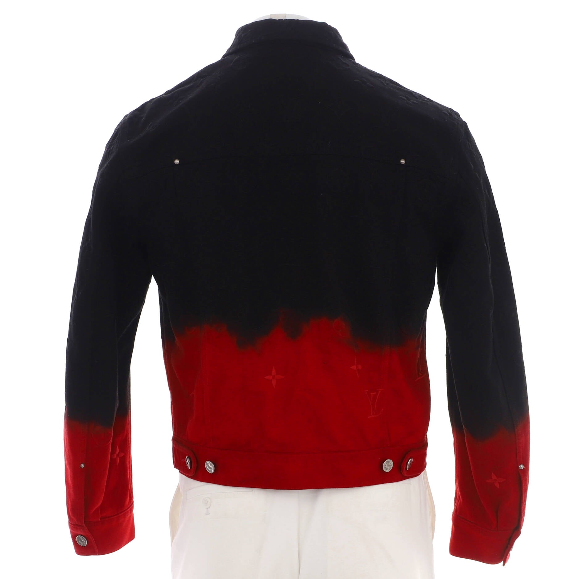Men's Monogram Ombre Button Up Jacket Embroidered Denim