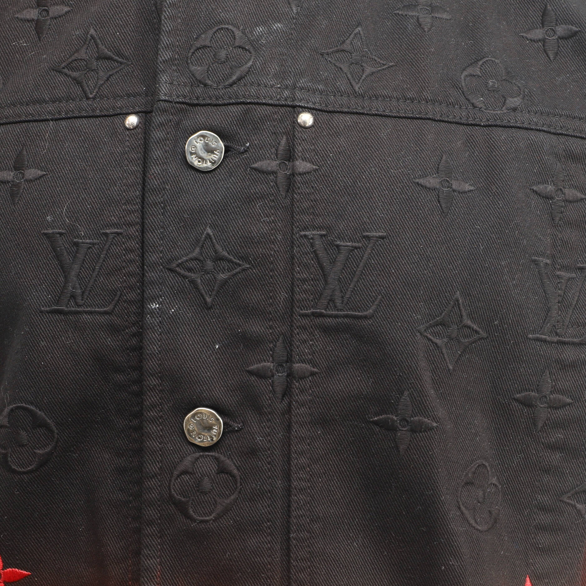 Men's Monogram Ombre Button Up Jacket Embroidered Denim