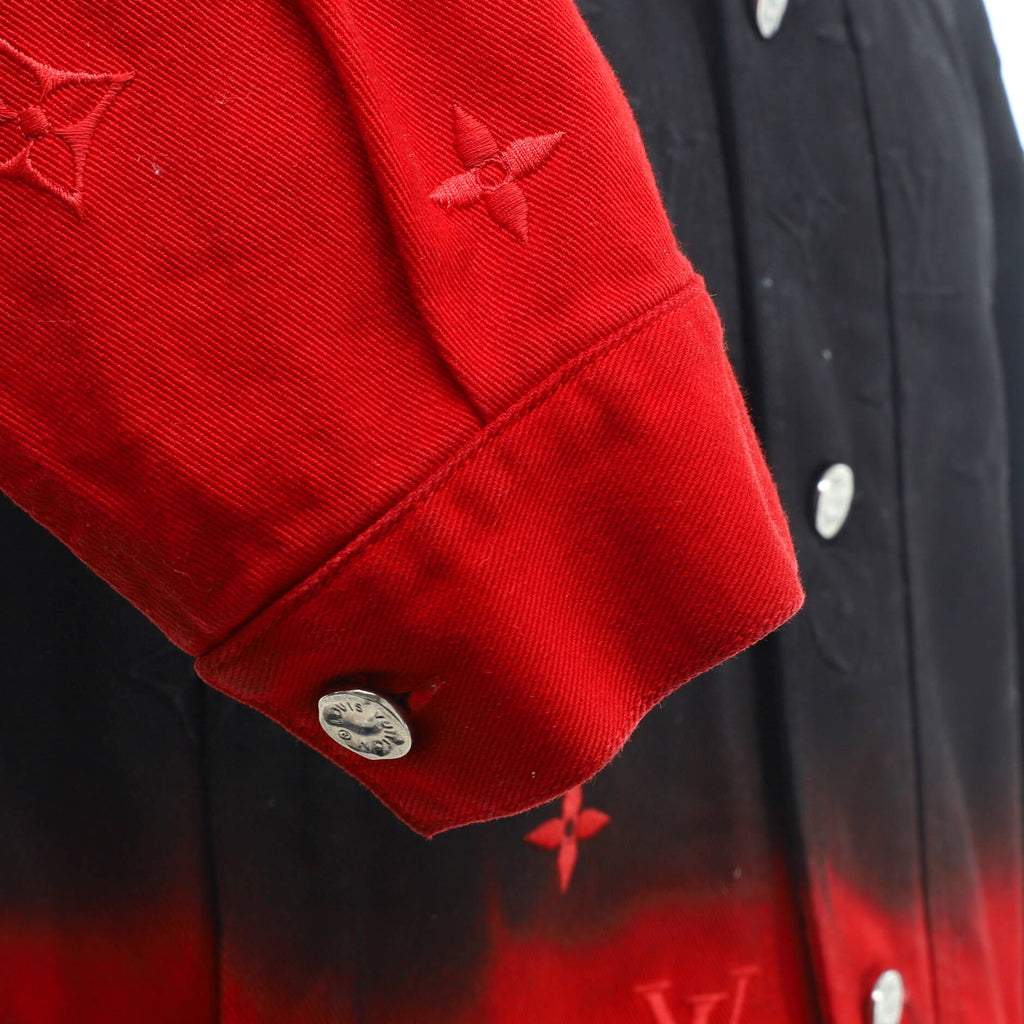 Men's Monogram Ombre Button Up Jacket Embroidered Denim