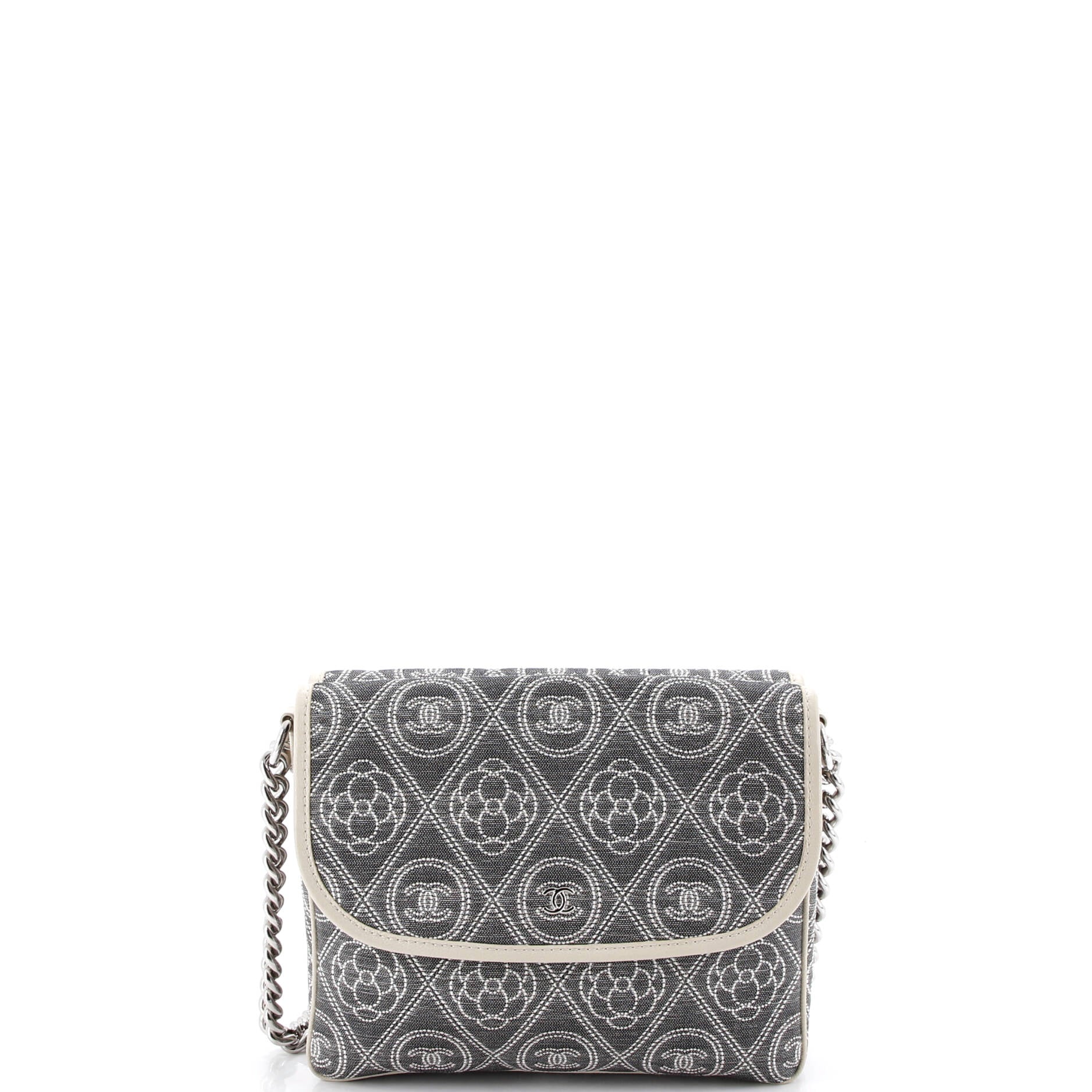 Camellia Double Side Flap Bag Quilted Printed Canvas Small