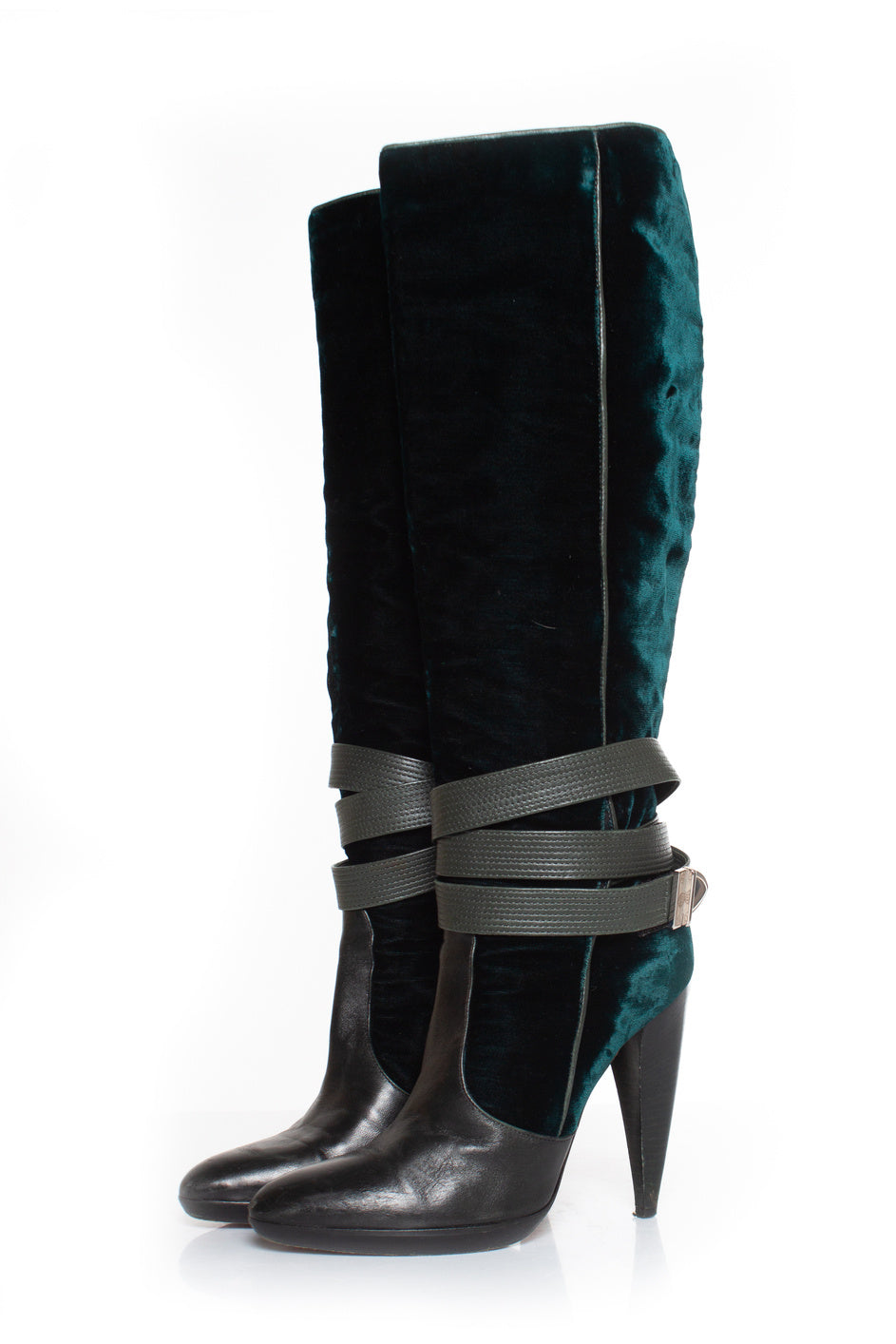 Women's Versace velvet strap boots