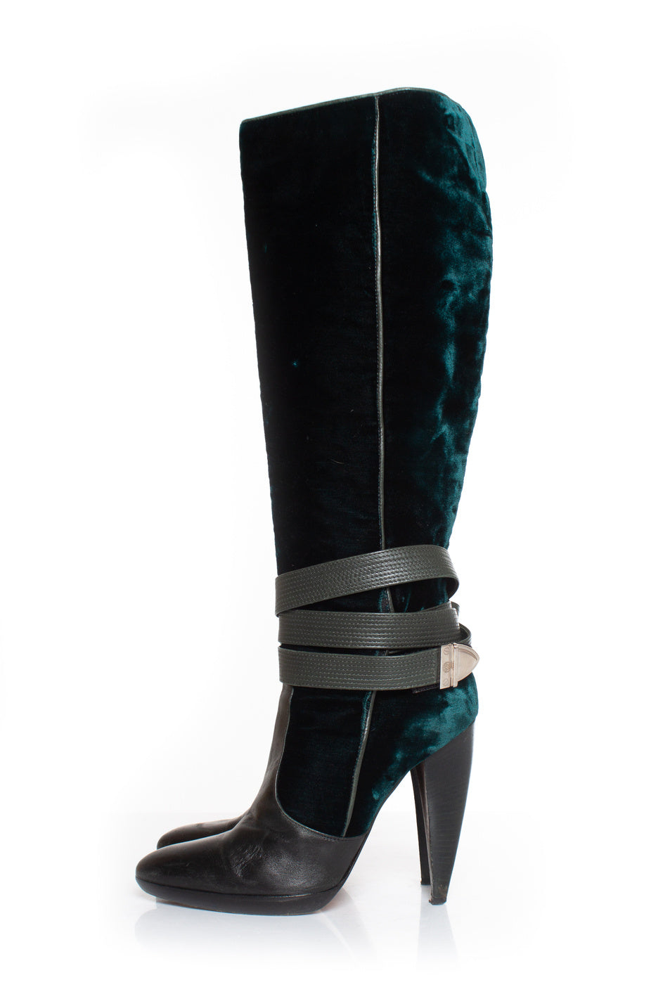 Women's Versace velvet strap boots