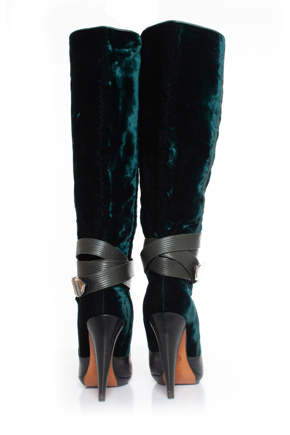 Women's Versace velvet strap boots