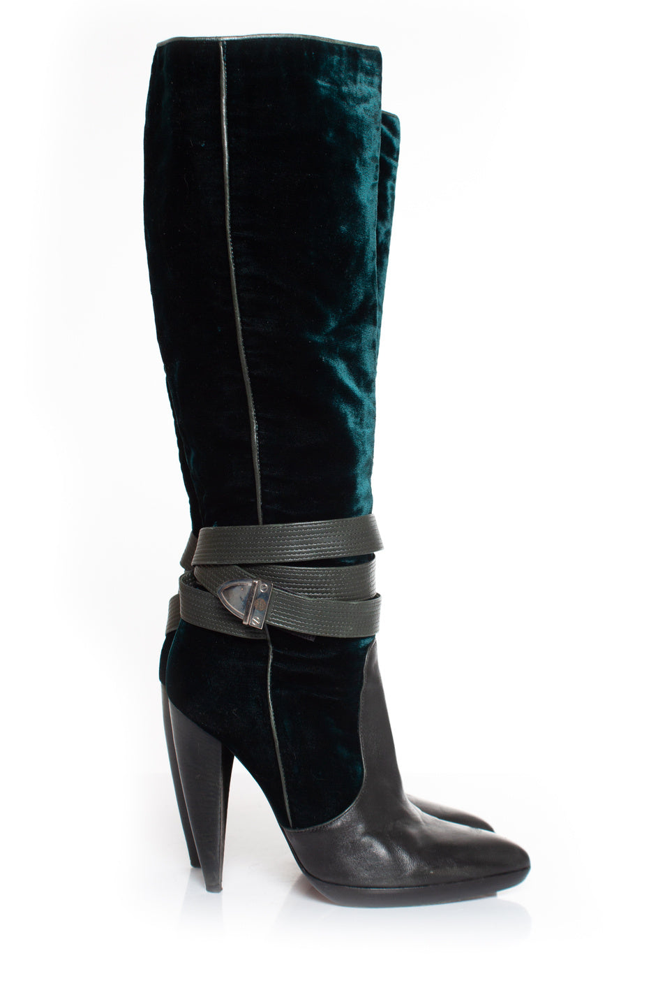 Women's Versace velvet strap boots