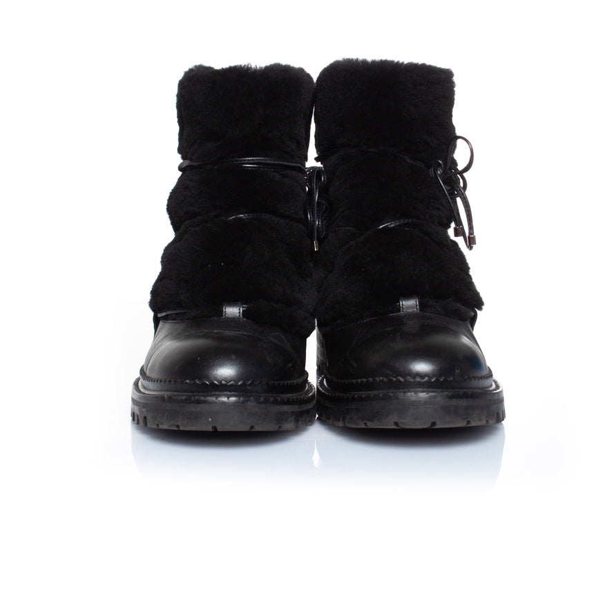 Women's Jimmy Choo Fur embellished leather lace up boots