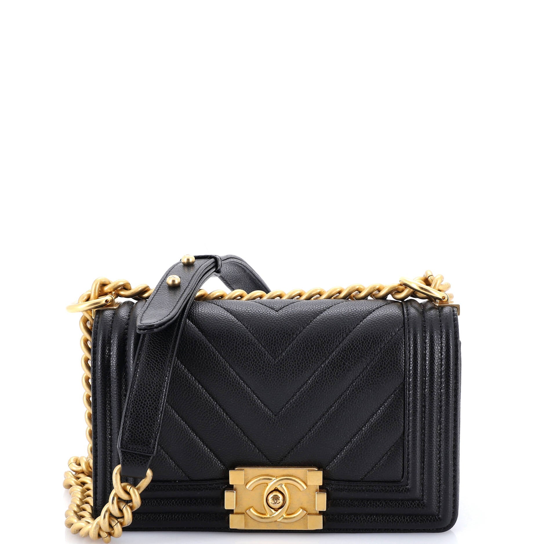Boy Flap Bag Chevron Caviar Small