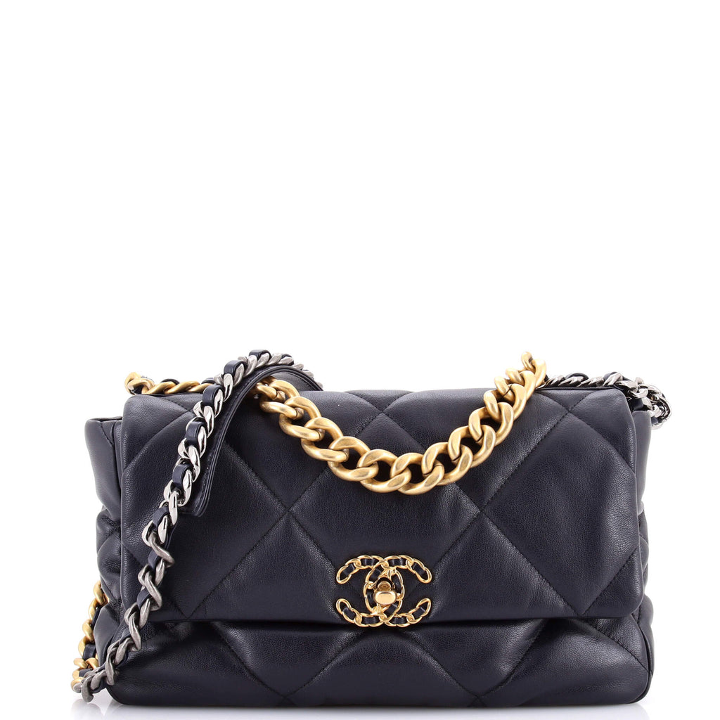 19 Flap Bag Quilted Leather Large