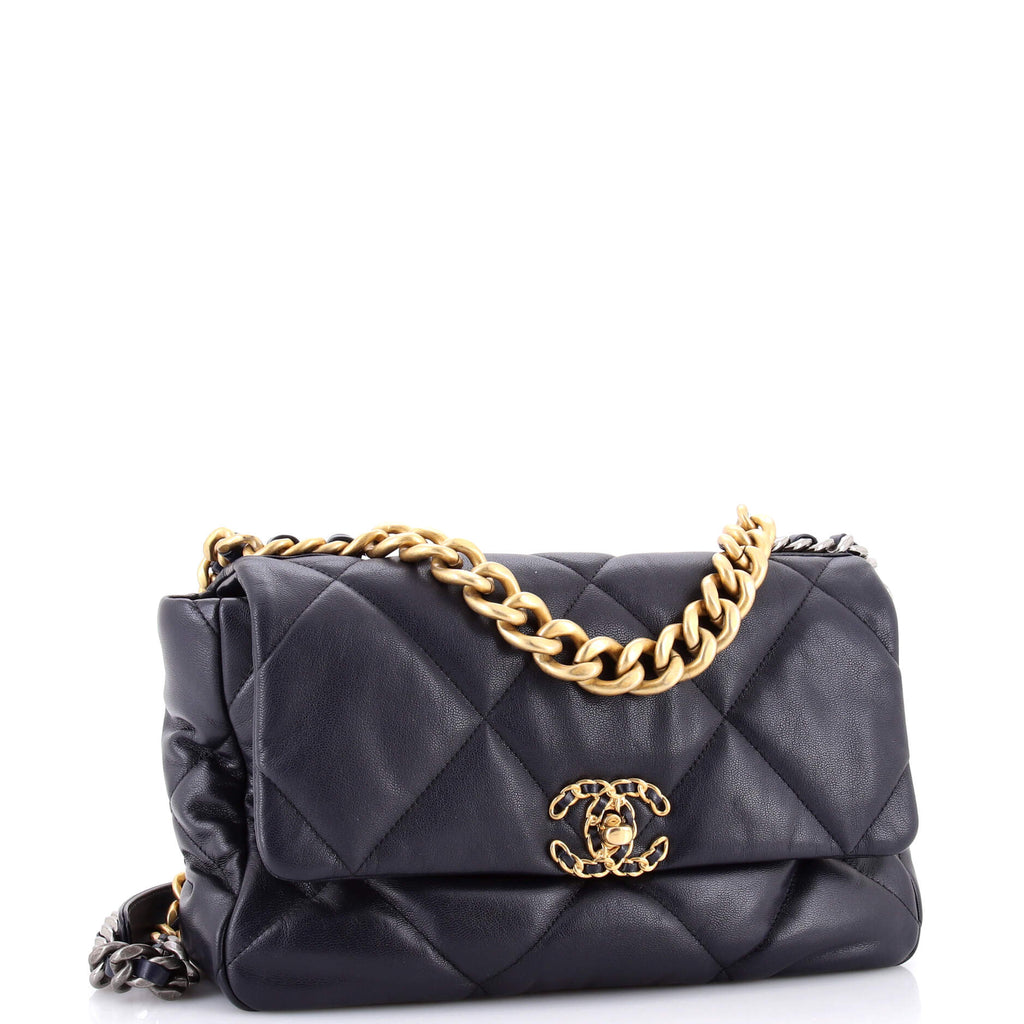 19 Flap Bag Quilted Leather Large
