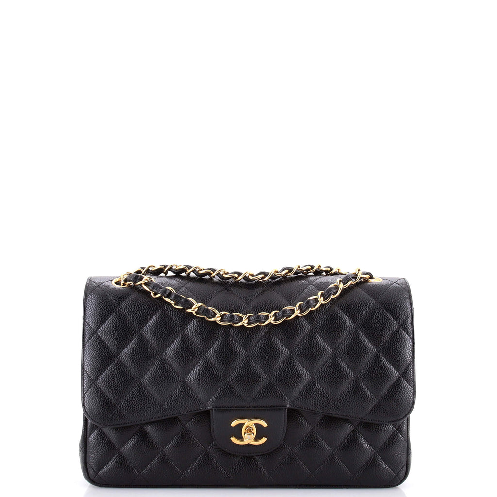 Classic Single Flap Bag Quilted Caviar Jumbo
