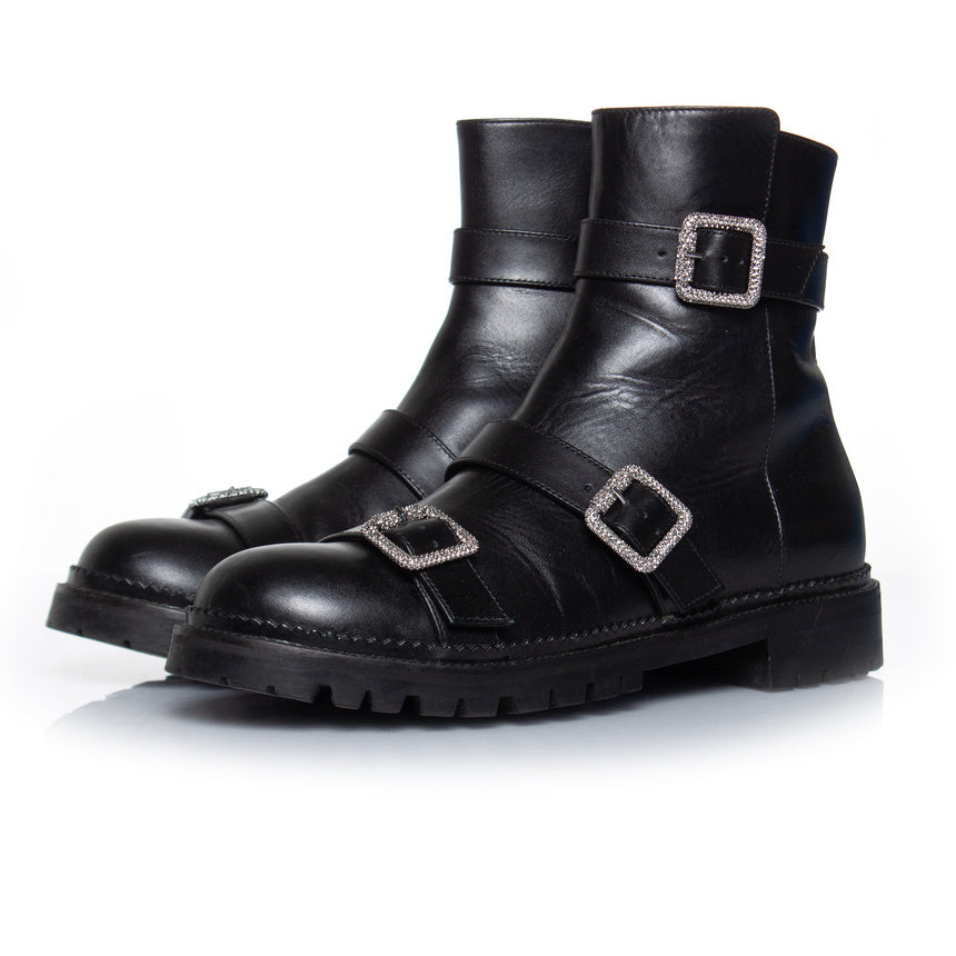 Women's Jimmy Choo Hank flat jewel buckle ankle boots