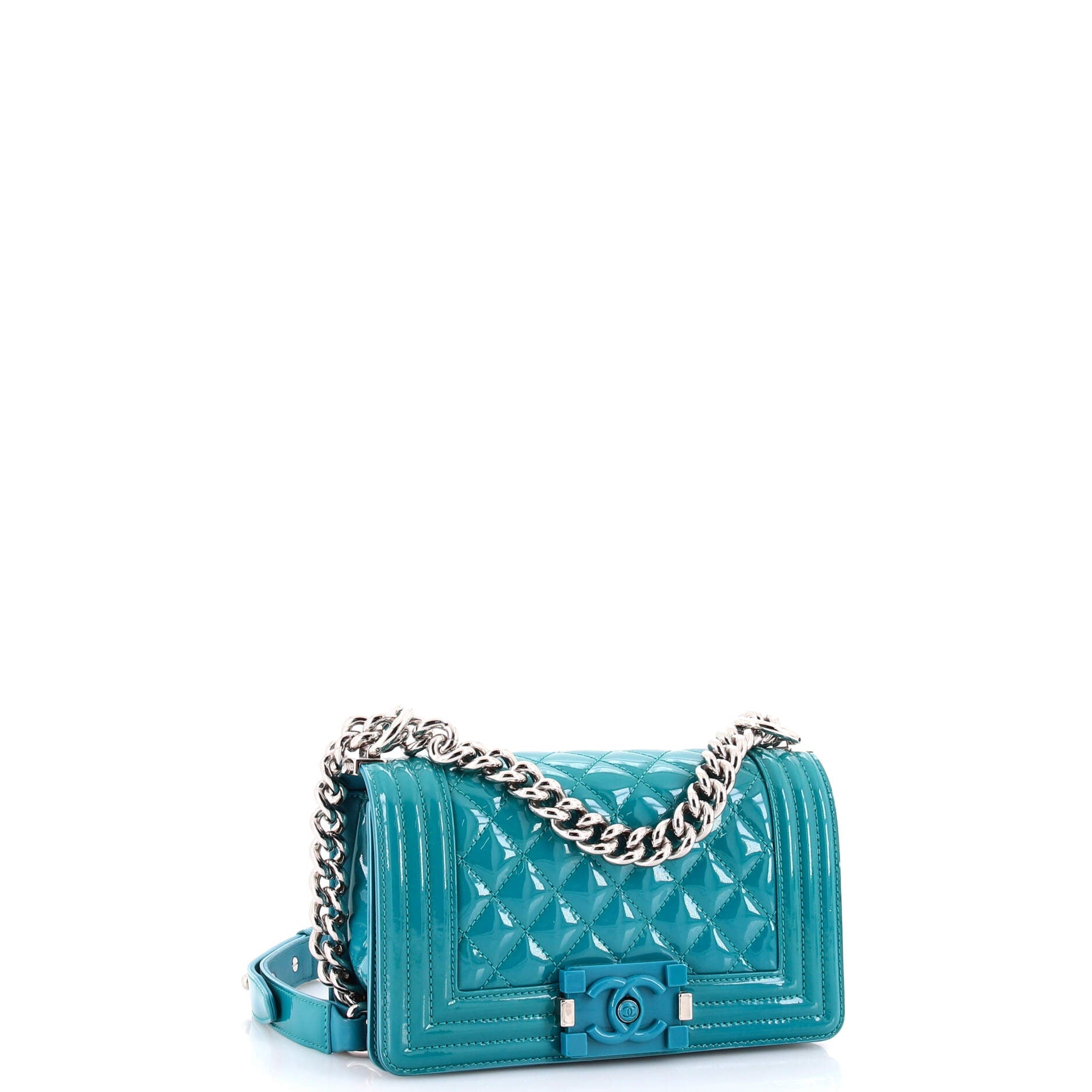 Boy Flap Bag Quilted Plexiglass Patent Small
