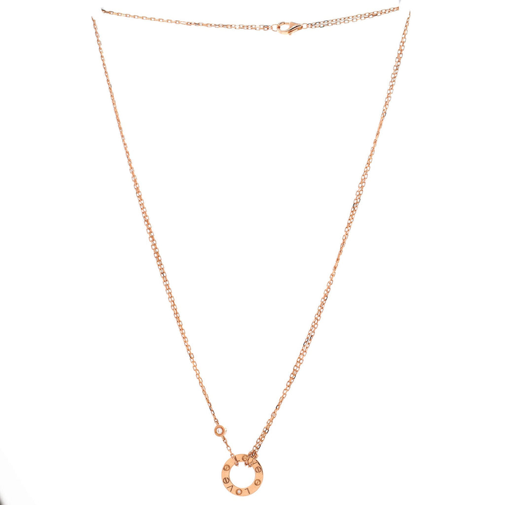 2 Diamonds Love Pendant Necklace 18K Rose Gold and Diamonds