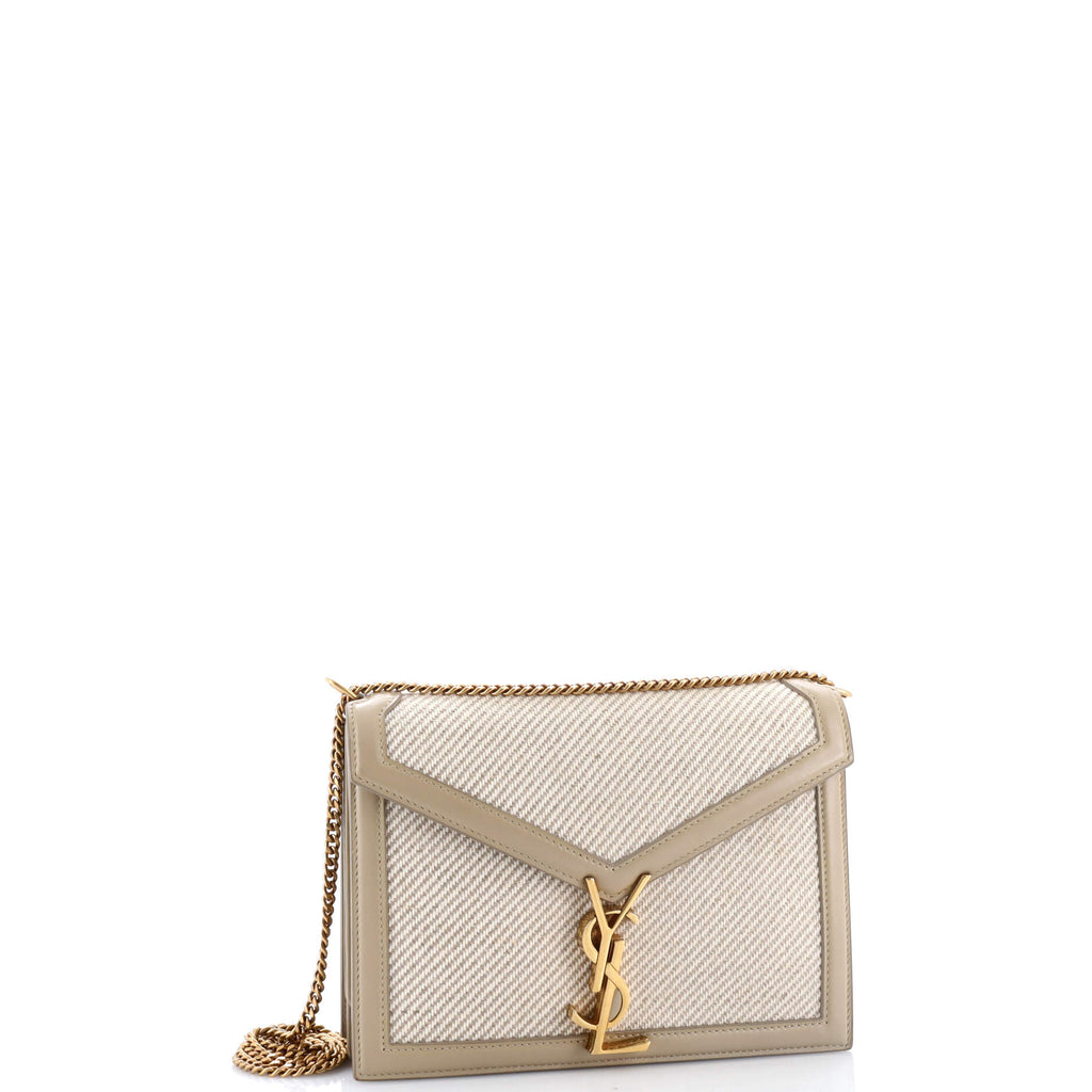 Cassandra Chain Shoulder Bag Canvas with Leather Small