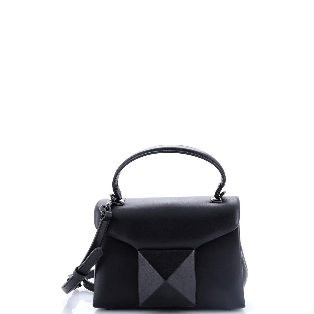 One Stud Top Handle Flap Bag Leather Mini