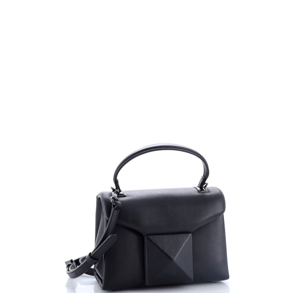One Stud Top Handle Flap Bag Leather Mini