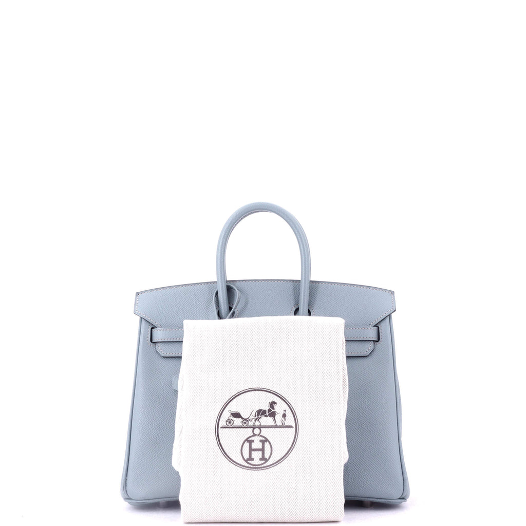 Birkin Handbag Bleu Lin Epsom with Palladium Hardware 25